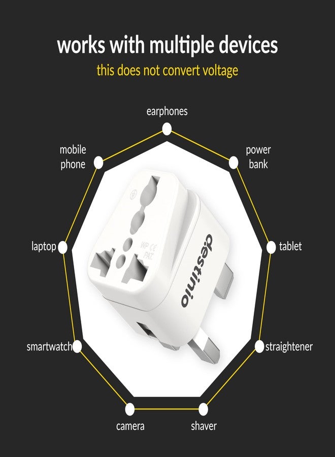 Destinio Type G Plug Adapter, India to UK, UAE, Dubai, Hong Kong, Singapore Travel Converter Socket Plug,UK Adapter for Indian Pins - for Phone,Chargers,Laptop -10 Year Limited Warranty (Pack of 2) - Image 4